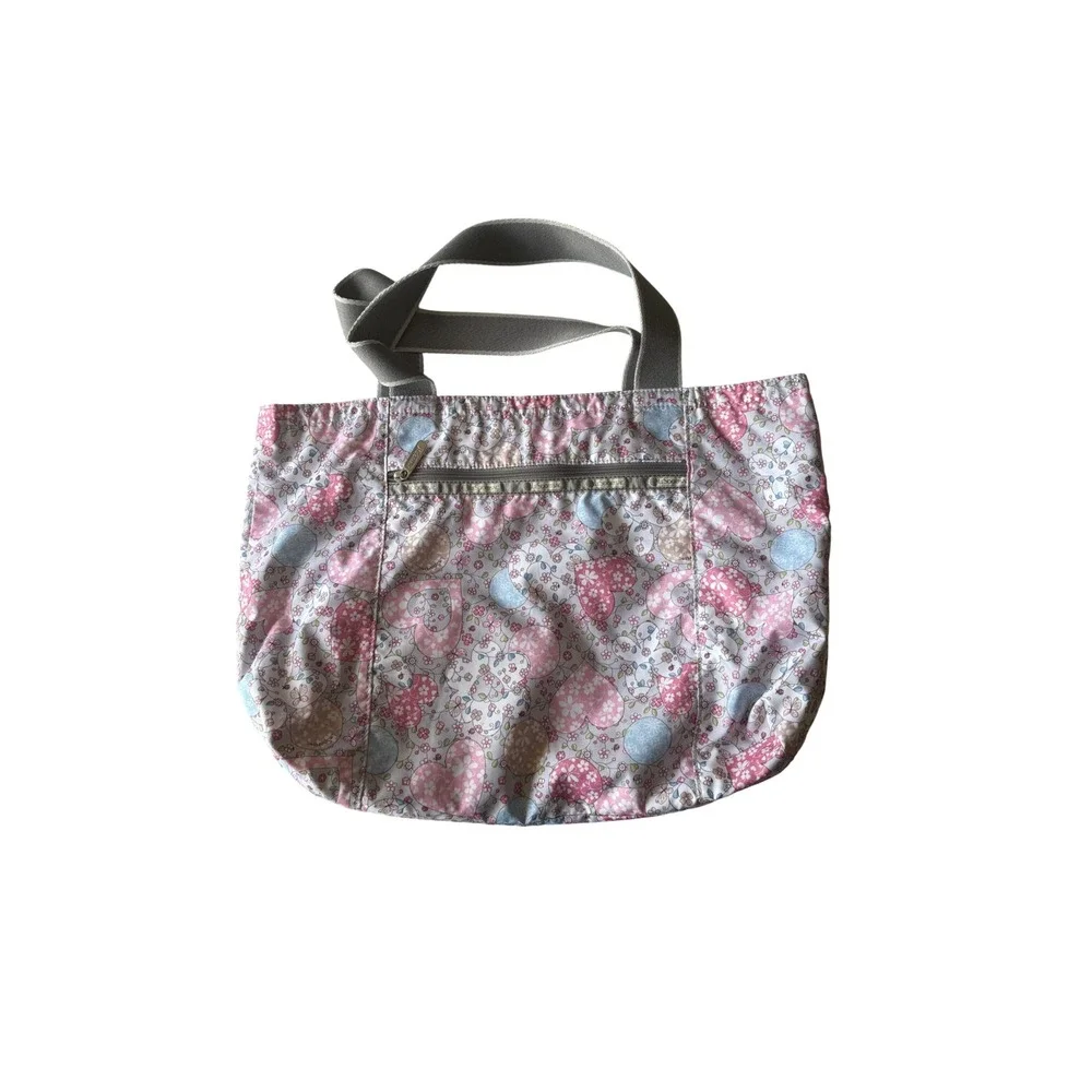 LeSportsac Tote Wallet Set Pink Heart Floral Bag Kawaii Pastel Travel Purse